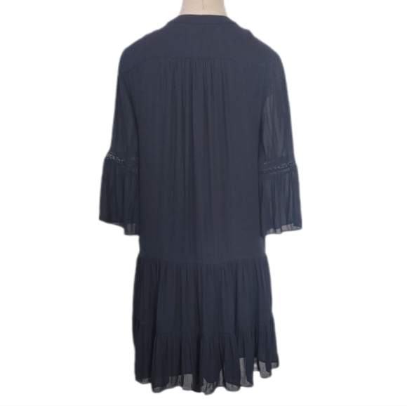 Loft Dress Ruffles and Lace Relaxed Fit Navy Size 6 - Picture 13 of 17
